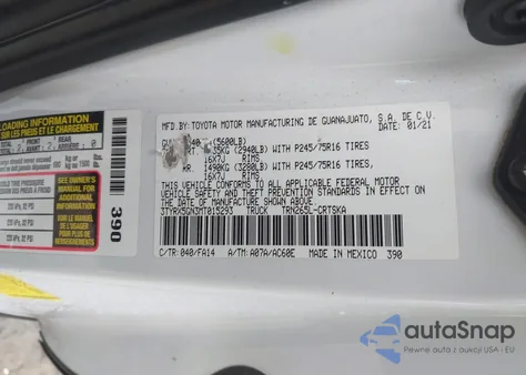 2021 Toyota Tacoma Sr z USA, uszkodzony, nr VIN 3TYRX5GN3MT015293